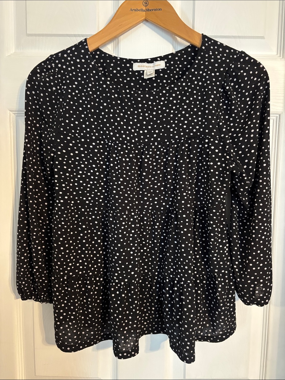 Black Polka Dot Blouse - Women's